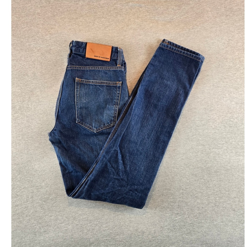 Deus Ex‎ Machina Alma Tapered Jeans Men's 29x34 Dark Wash Denim Motorcycles Punk